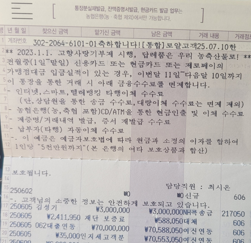 합동운수 7천만원 승인